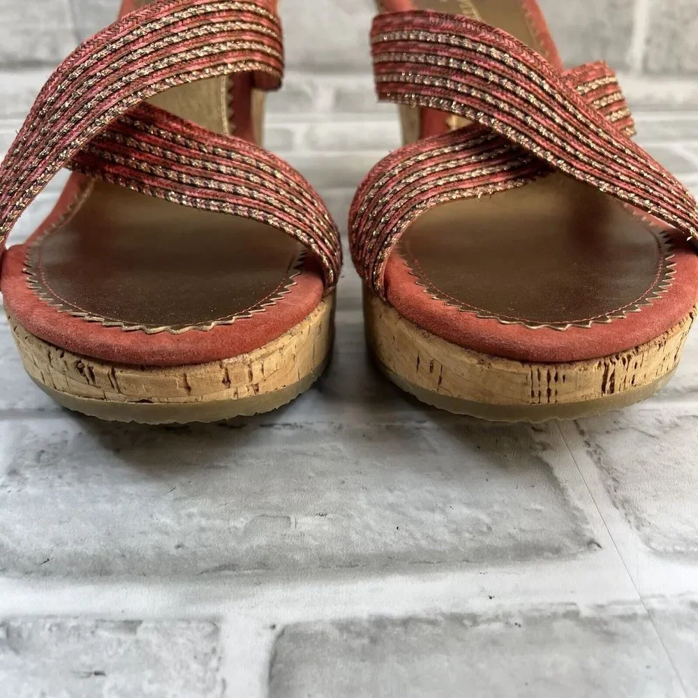Eric Javits New York Women’s 10 Woven Wedge Crisscross Cork Sandals